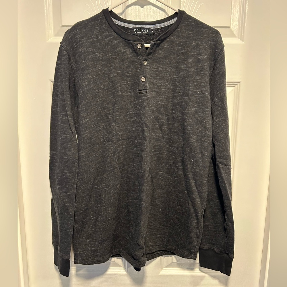 Velvet long sleeve henley